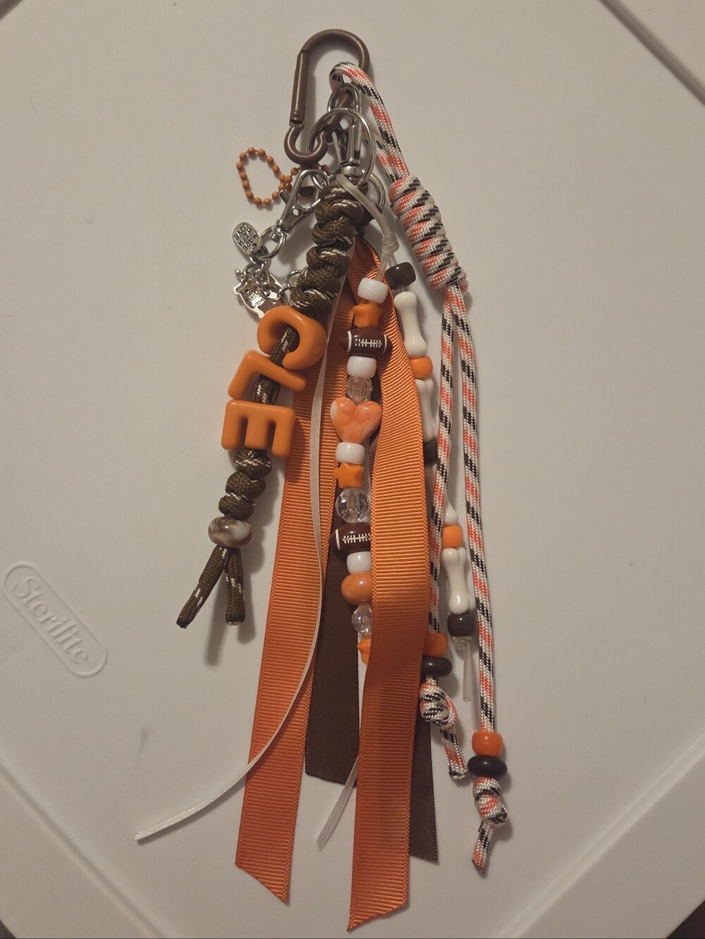 Browns Themed Bead Clip Keychain